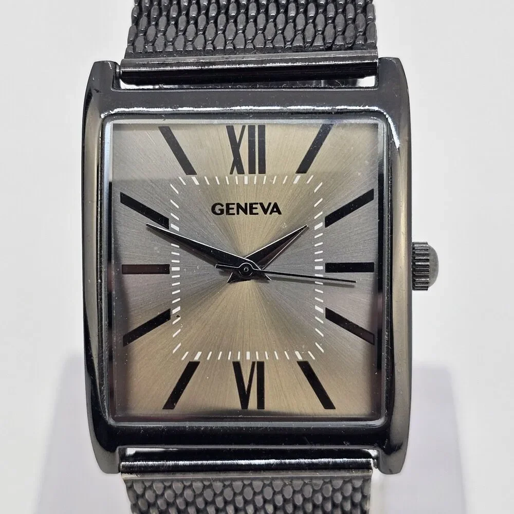 Geneva Men's Watch 34MM Brown‎ Dial Brown Mesh Bracelet Bands New Battery - Picture 3 of 12